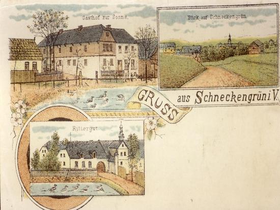 historische Postkarte Schneckengrün